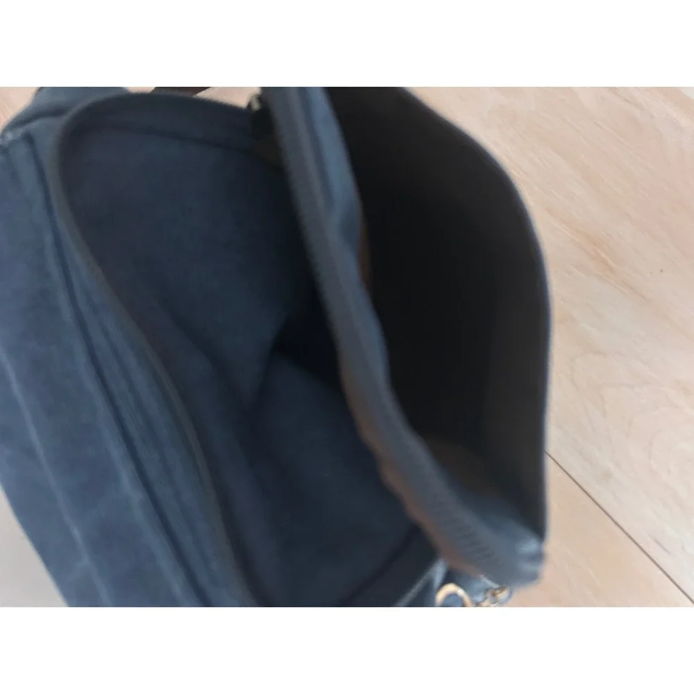 Washed Blue Canvas Sling Backpack One Strap Crossbody Bag Brown Trim Messenger